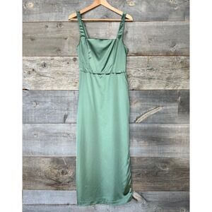 Abercrombie & Fitch Sculpting Stretch Satin Midi Dress M Green Party Prom Column